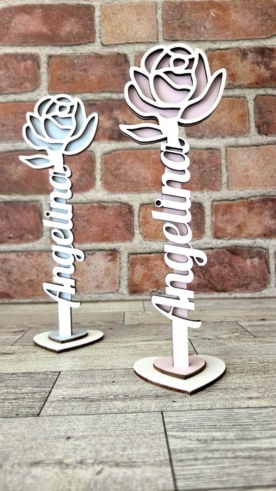 Personalized Name Wooden Rose For Gift