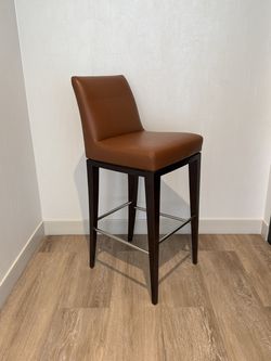 OFS Camel Leather Bar Height Chairs
