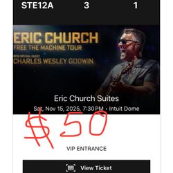 1 Ticket in Suite for Eric Church Tonight at Intuit Dome