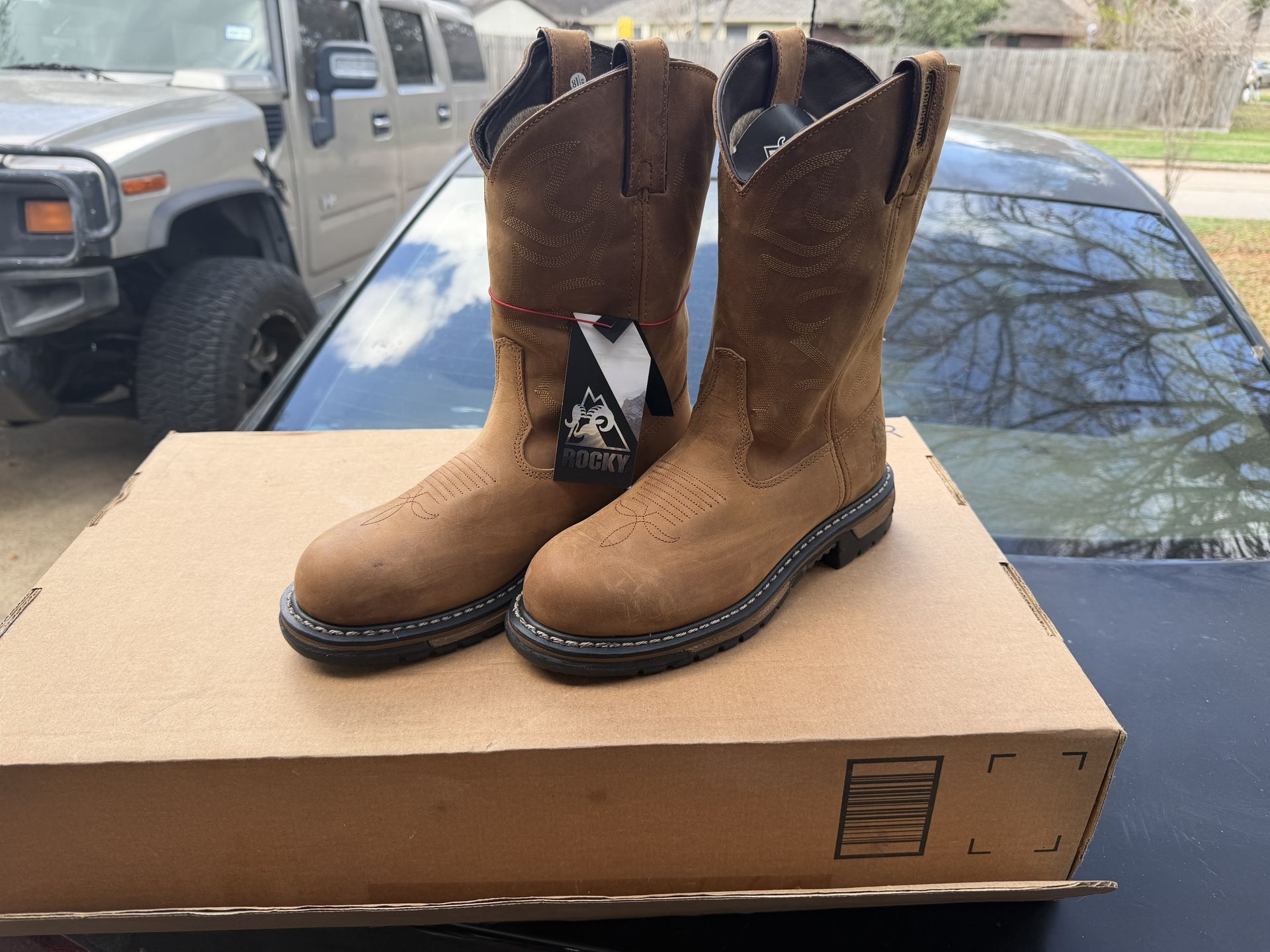 Rocky Men's Original Ride Steel Toe WP Western Work Boot Brown - Size 8 M