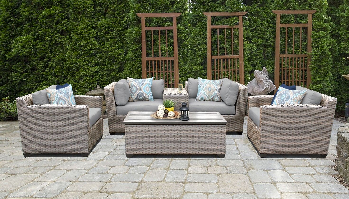 New Outdoor HDPE 6pc Patio Furniture Wicker Lounge Set