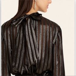 NEW JCREW BLACK SHINY DRESSY BLOUSE SIZE LARGE