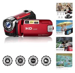 NEW - 1080P 16MP Digital Camera with Rotatable Screen, 16X Zoom Camcorder, Color RED