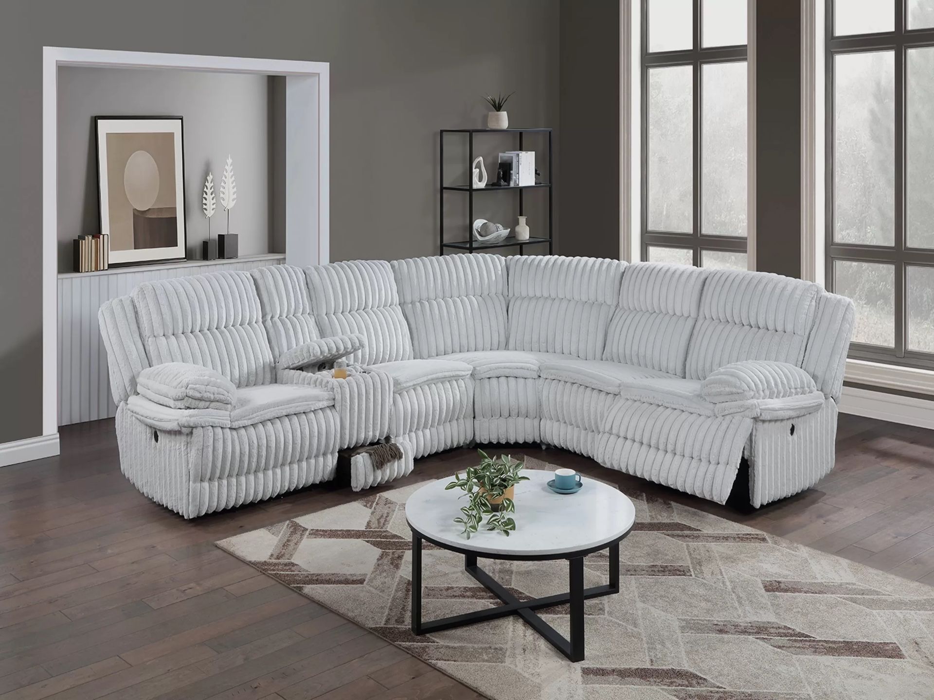 Brand New Super Plush Corduroy Reclining Sectional Sofa