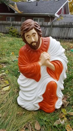 Vintage Christmas Joseph nativity scene plastic blow mold outdoor lawn decoration