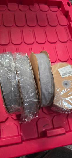 Velvet silver ribbon rolls