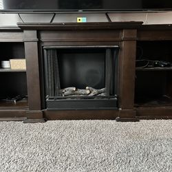 Tv stand with gel fuel fireplace