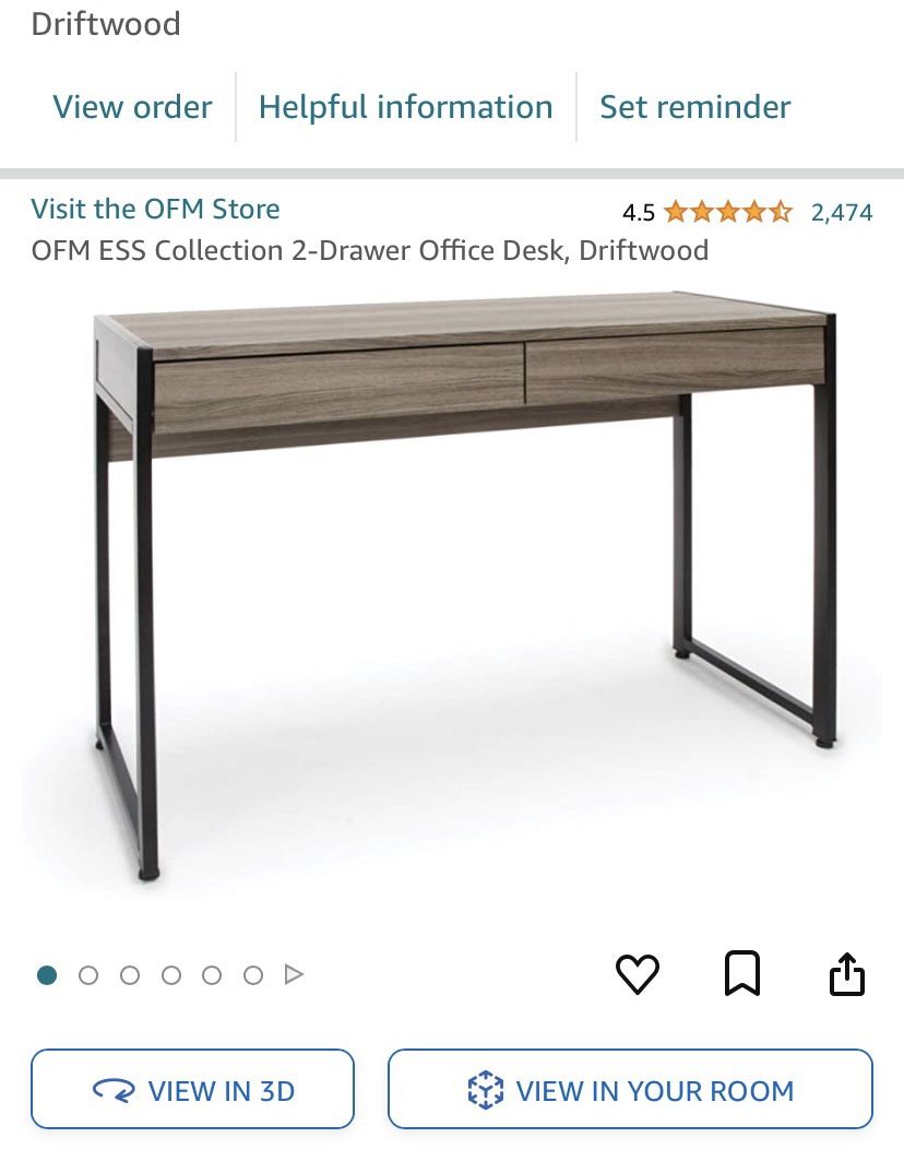 OFM ESS Collection 2-Drawer Office Desk, Driftwood