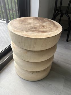 Solid Suar Wood Sculptural Stool / Side Table