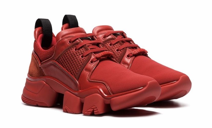 Red jaw neoprene and leather givenchy sneakers