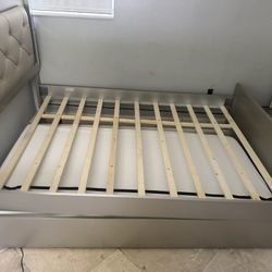 Full Size Bed Frame with LED Headboard – Modern Design