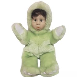vintage baby in  green frog costume 10"   1990s