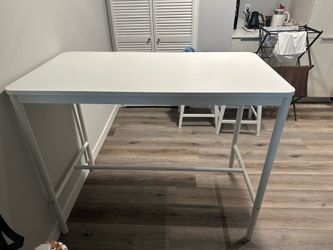 White Metal Bar Height Table