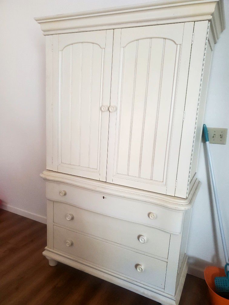 Beautiful Antique white Dresser Armoire