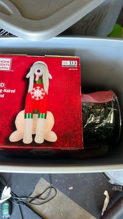 6' Lighted Christmas Holiday Long-Haired Hound GreyHound Dog Airblown Inflatable