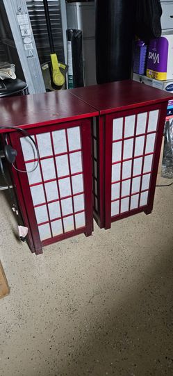 Japanese inspired end table lamp