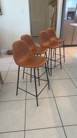 Brown Faux Leather Counter Height Bar Stools