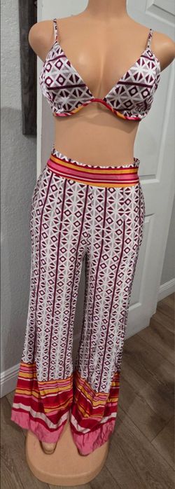 Two-Piece Geometric Print Crop Top and Pants Set
