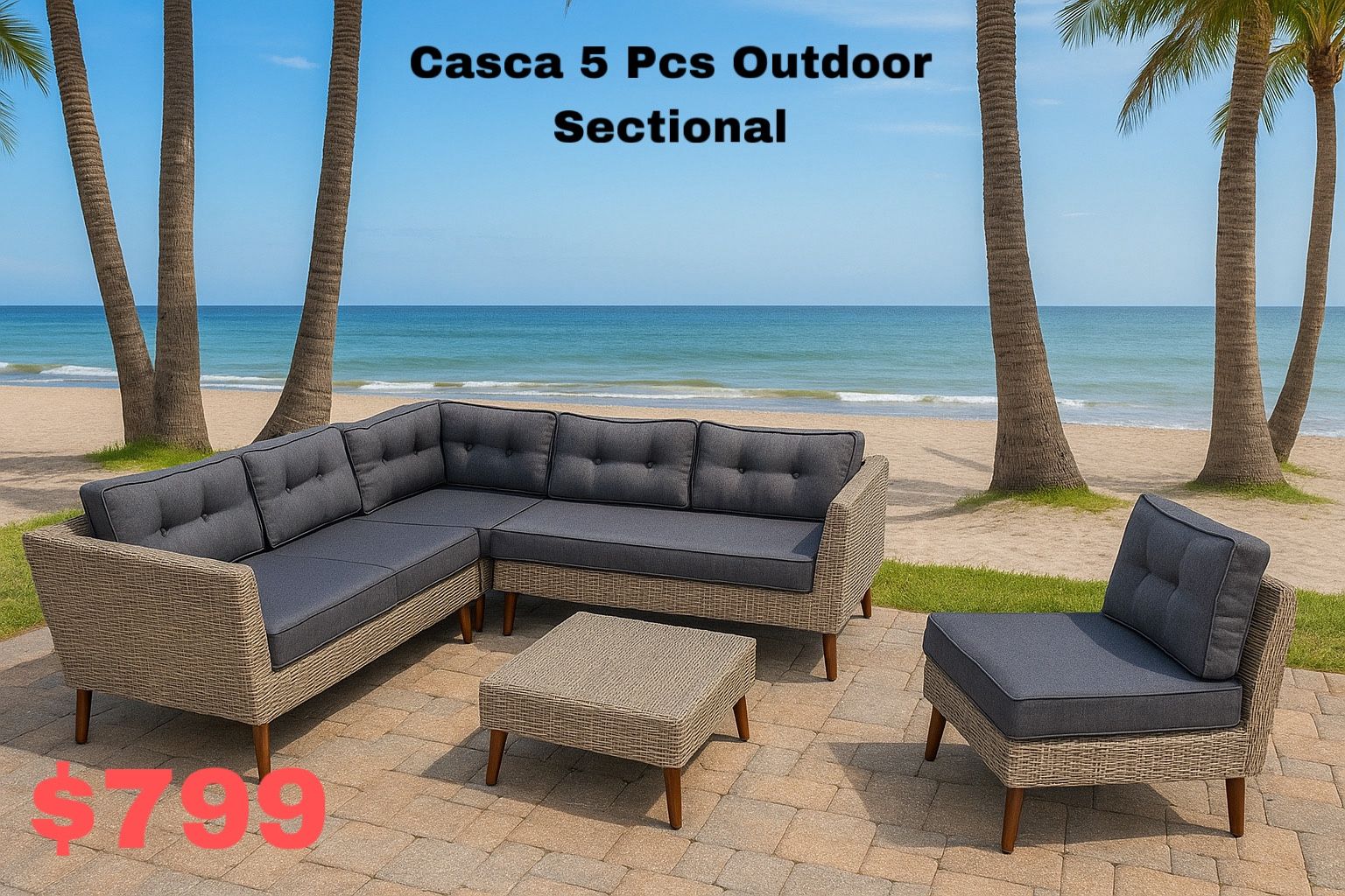 Casca 5 Pieces Outdoor Modular Sectional set