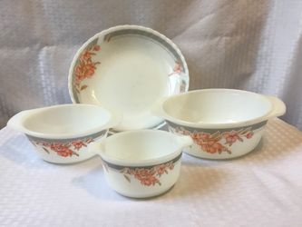 Indian Milk Glass 4 Piece Set