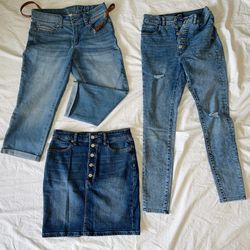 All For $10 Like New Women’s Jean Pants 👖 Skirt Express,Banana Republic Faded O