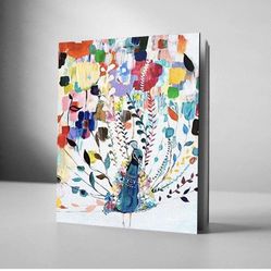 DIY Paint by Numbers, JIAERQI Framed Canvas Oil Painting Kit for Adults & Kids,16" W x 20" L Drawing Paintwork with Paintbrushes, Acrylic Pigment-Peac