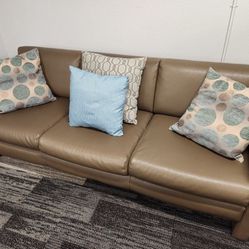 Leather Couch With Pillows!