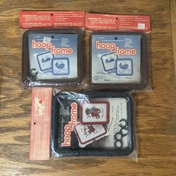 NEW Vintage Hoop Frame Cross Stitch Set 2x 5”x5” + 1x 5”x7” Bruna NOS
