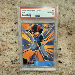 2003 TOPPS POKEMON ADVANCED ASH # 1 PSA 10 POP:2!!!
