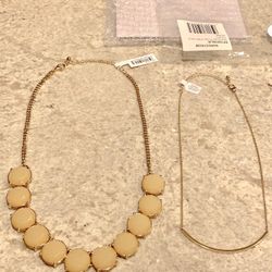 NEW with Tags - NORDSTROMS 2 Gold Necklaces - Gold Bar and Ivory Round Stone — PRICE FIRM ✅ 🚗 SAME DAY PICK UP REQUIRED‼️