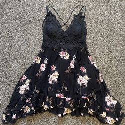 Black Lacey Dress With Floral Design