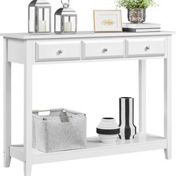 3-Drawer Console Table with Storage Shelf

White.