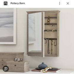 Pottery Barn Livingston Wooden Jewelry Wall Safe 