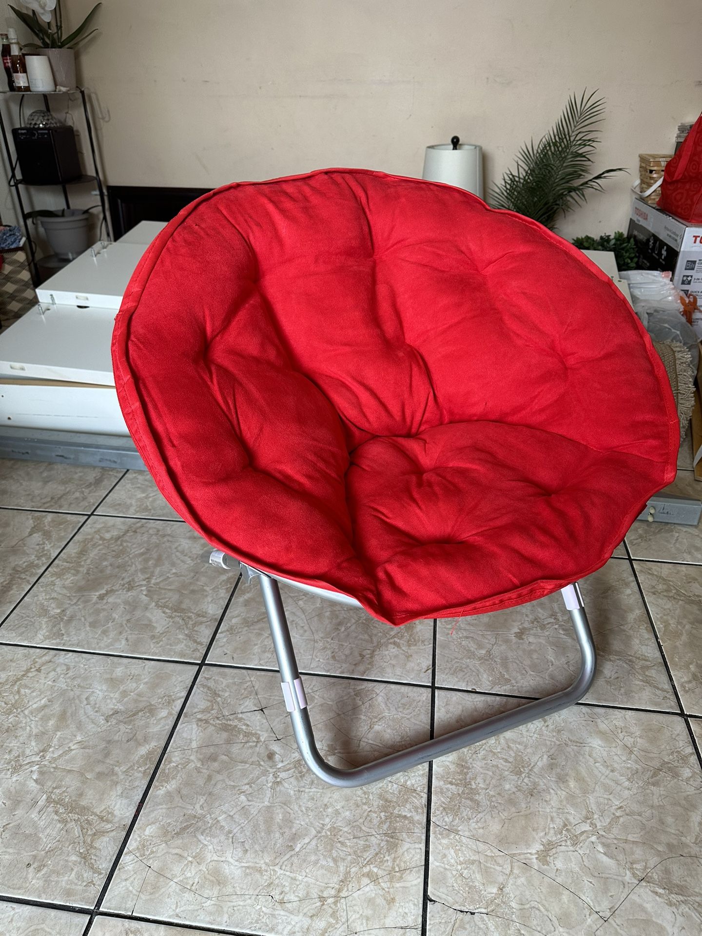 Red saucer chair