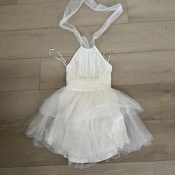 Andria Halter Neck White Tulle Mini Dress 