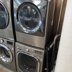 LG Front Loading Washer And Kenmore Elite Stackable Gas Dryer Set 