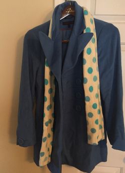 Anne Klein Blue Lightweight Winter Coat with Scarf