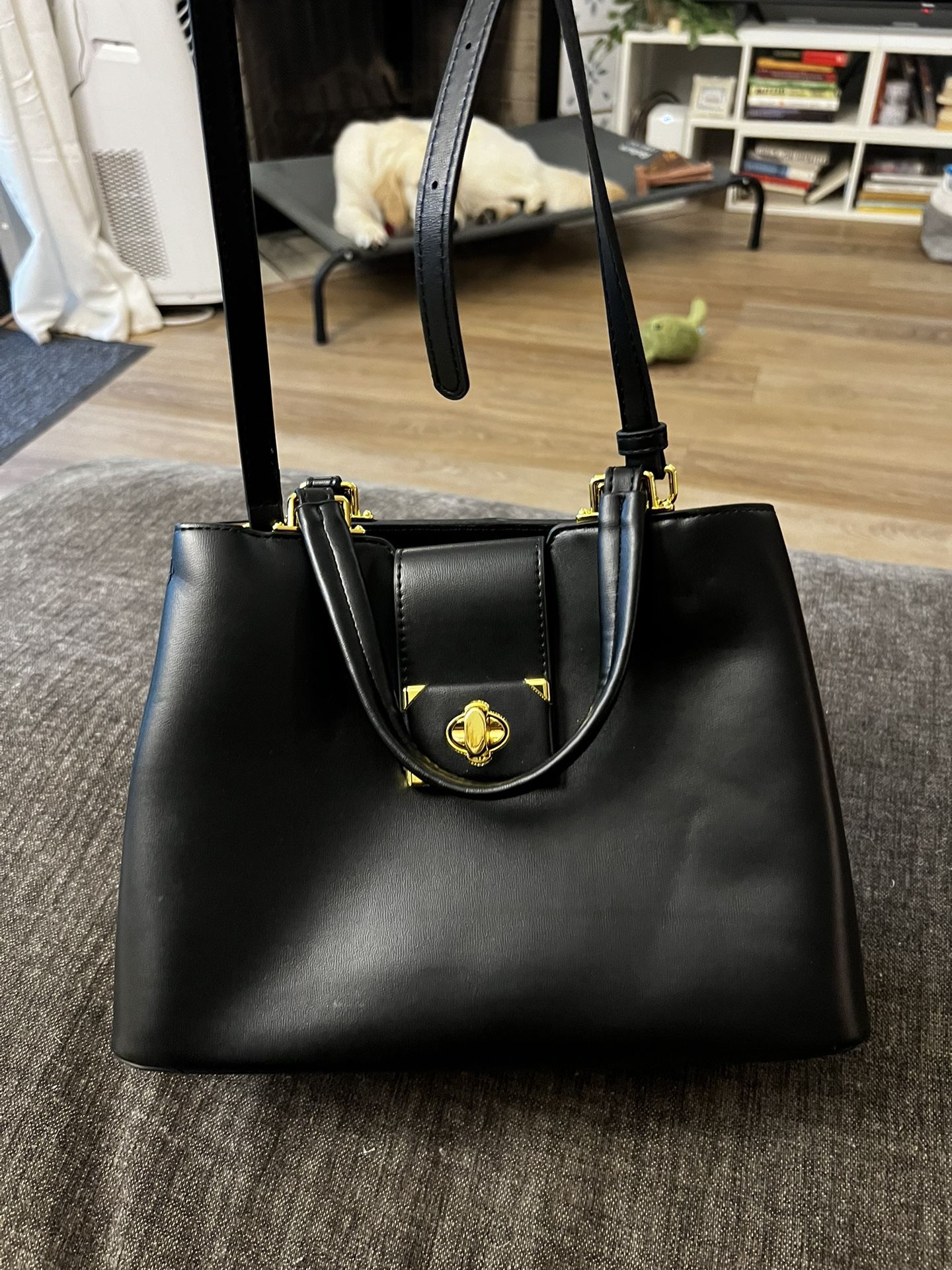 Black Leather Casual Crossbody 