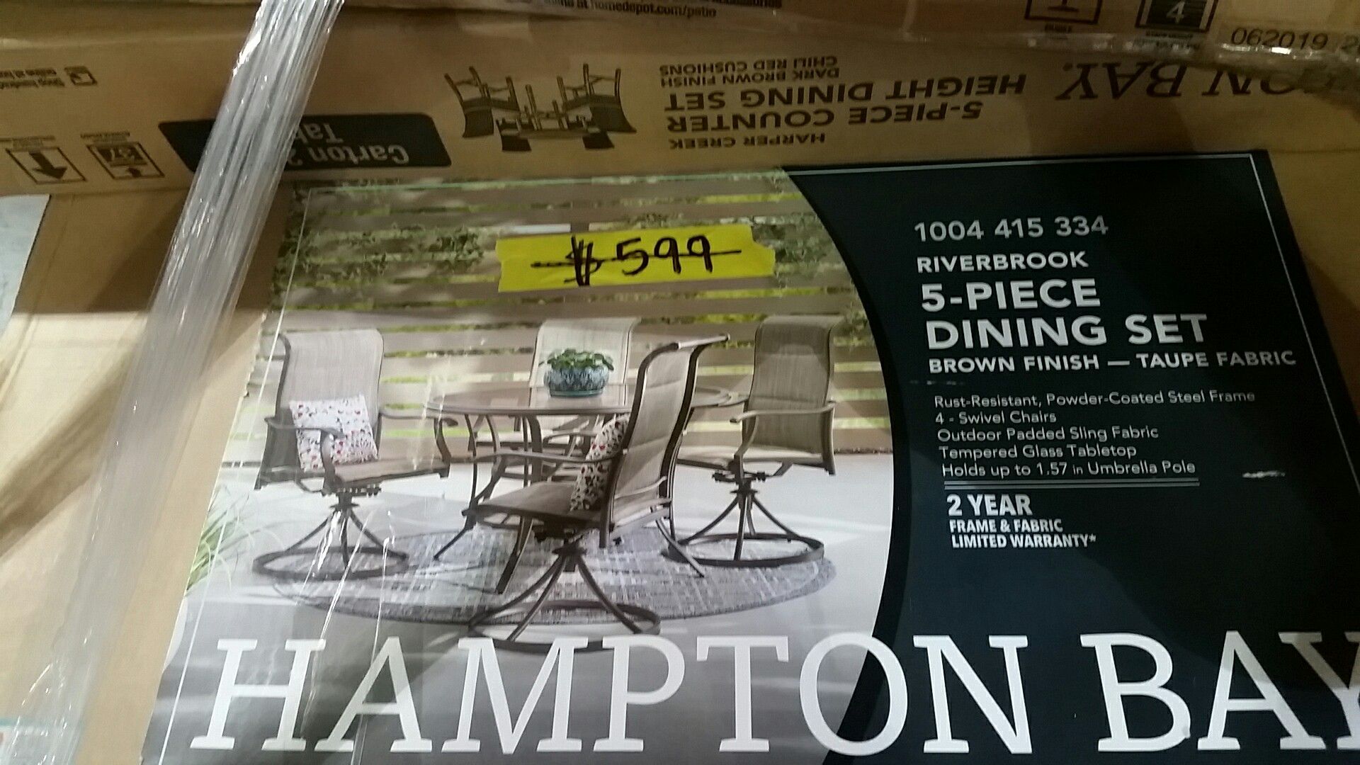 Hampton Bay Riverbrook Espresso Brown 5Piece Steel Outdoor Patio