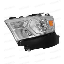 NEW-Left Chrome Halogen Headlight Headlamp Assembly Fit For 2019-2022 Dodge Ram 1500