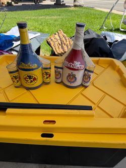 Club America & Chivas Bottle and Shot Glass Sets