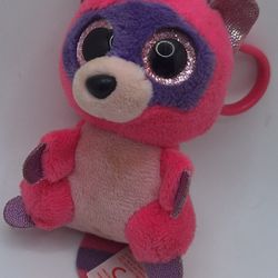 Ty Beanie Boos Plush Pink Raccoon "Roxie" Keychain (2015)