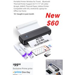New Portable Printer Wireless for Travel，Bluetooth Thermal Printer Support 8.5" X 11" US Letter &Legal, A4&A5 Thermal Paper, Inkless Printer Compatibl