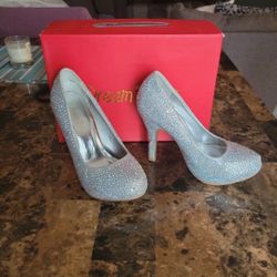 Rhinestones Silver Pump Heel