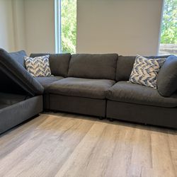 New Modular Cloud Sectional With Storage Ottoman