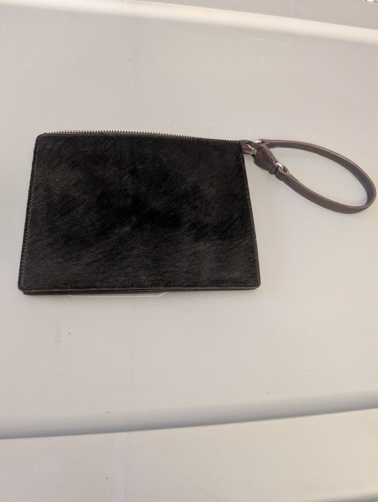 Ann Taylor loft wristlet /zip pouch/ wallet black cow hair