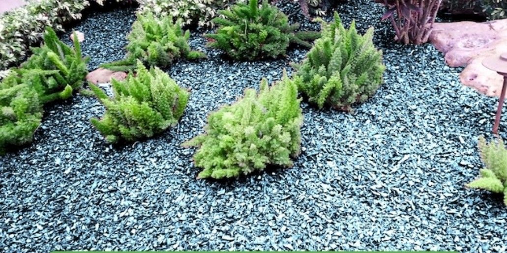 Blue Rubber Mulch, Landscape, Playground, Garden Beds, Pool Area, walking, trails path
 Rubber, kids play area