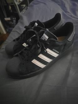 Adidas Mens 10.5 Suede Black/White Superstars