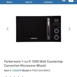Farberware 1-cu ft 1000 watt convection microwave countertop