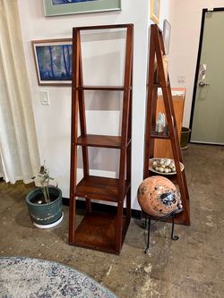 4 Tier Wood Slanted Triangle Shelf